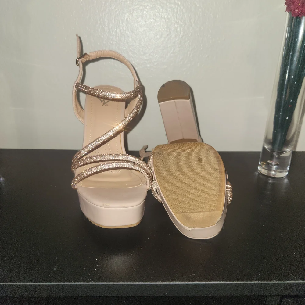 Windsor Beige and Gold Strappy Platform Sandals
